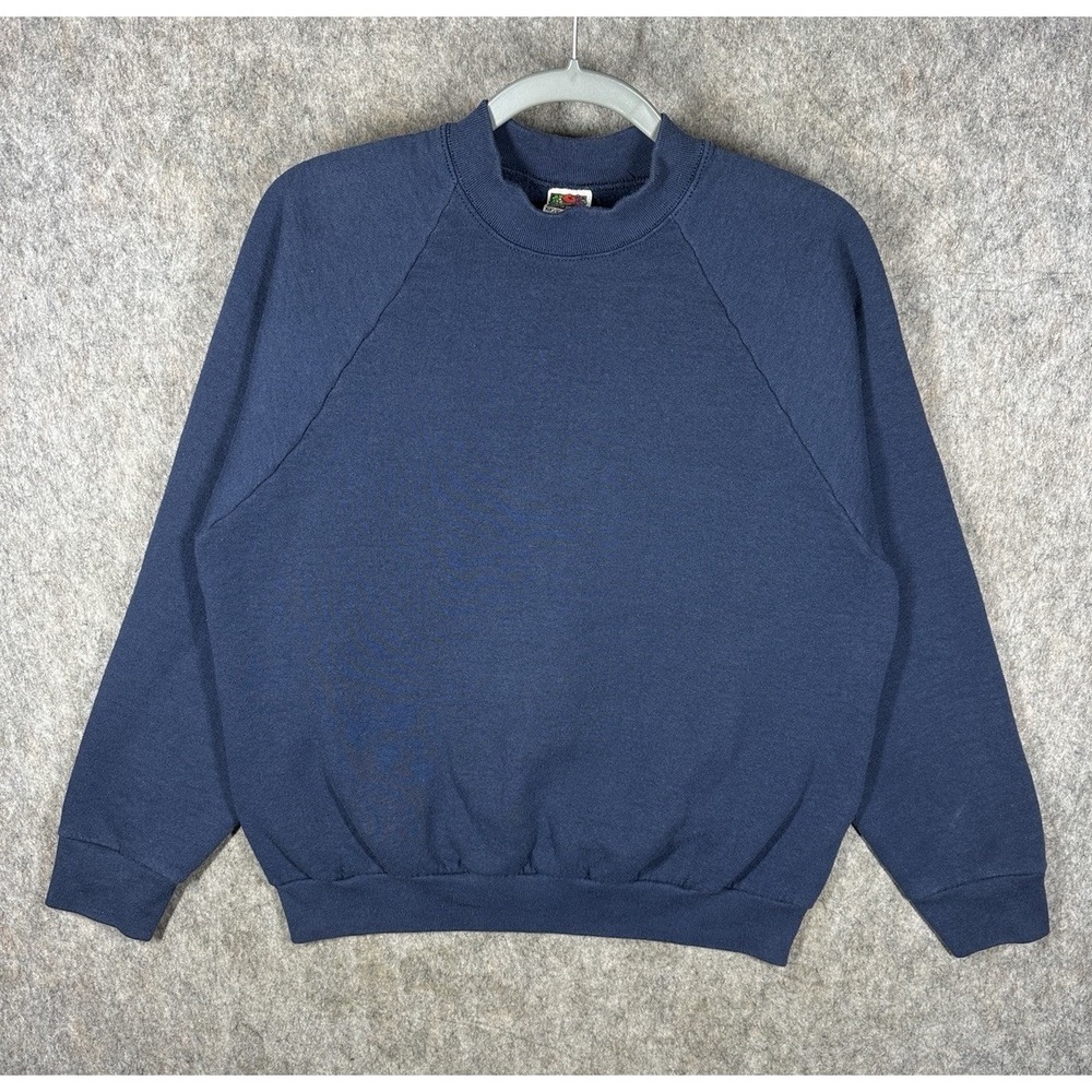 Vintage 90s Fruit of the Loom Sweatshirt Mens L Navy Blue Blank Made In USA